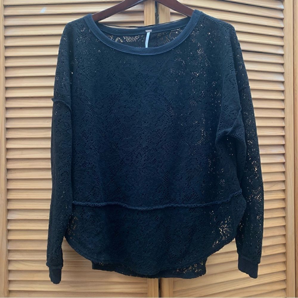 Free People Black Layering Long Sleeve Size Small
